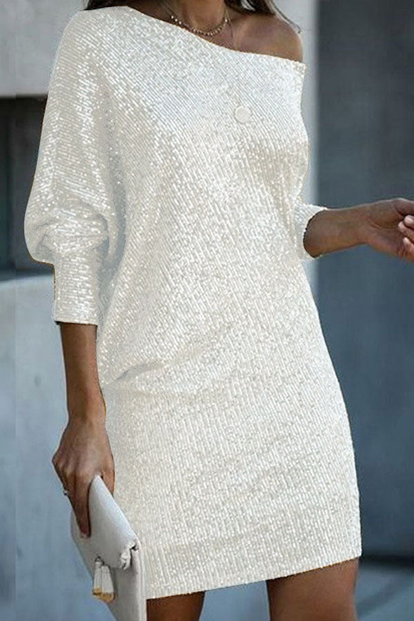 2025 wish skirt oblique shoulder bead dress