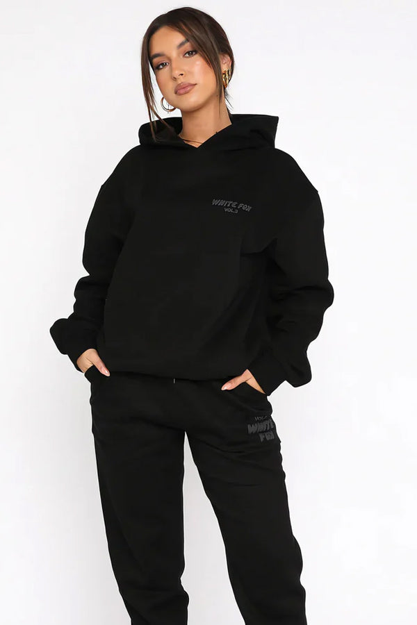 Printed Wool Font Loose Hooded Sweatshirt