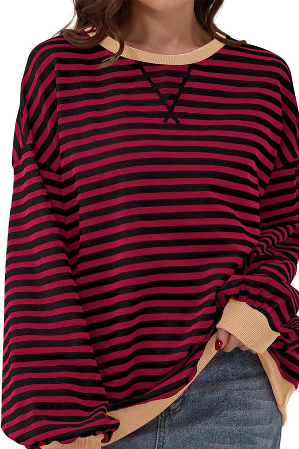 Loose casual striped sweater women