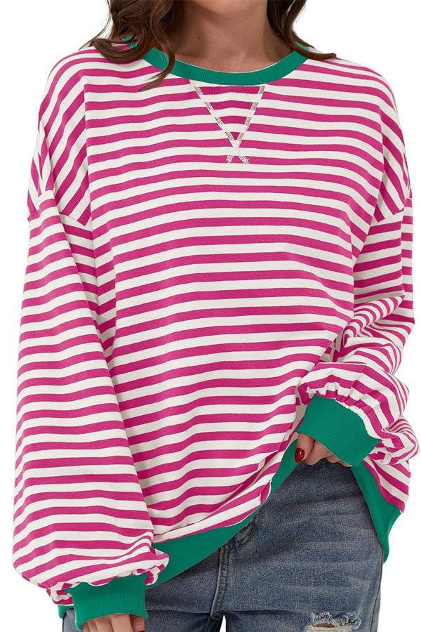 Loose casual striped sweater women