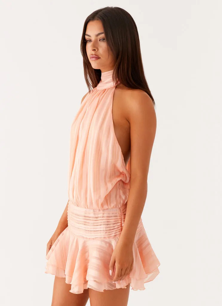 Willow Chiffon Mini Dress with Beaded Waist