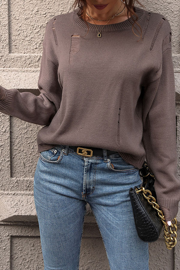 Long Sleeve Hollow Hole Sweater