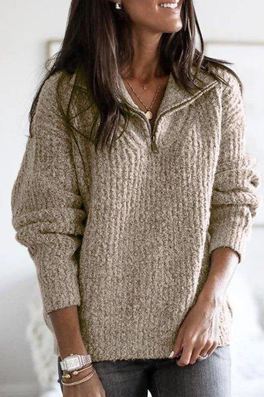 Autumn and winter zipper pullover long sleeve sweater