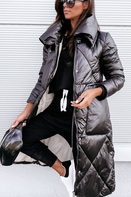 Glossy zippered cotton jacket