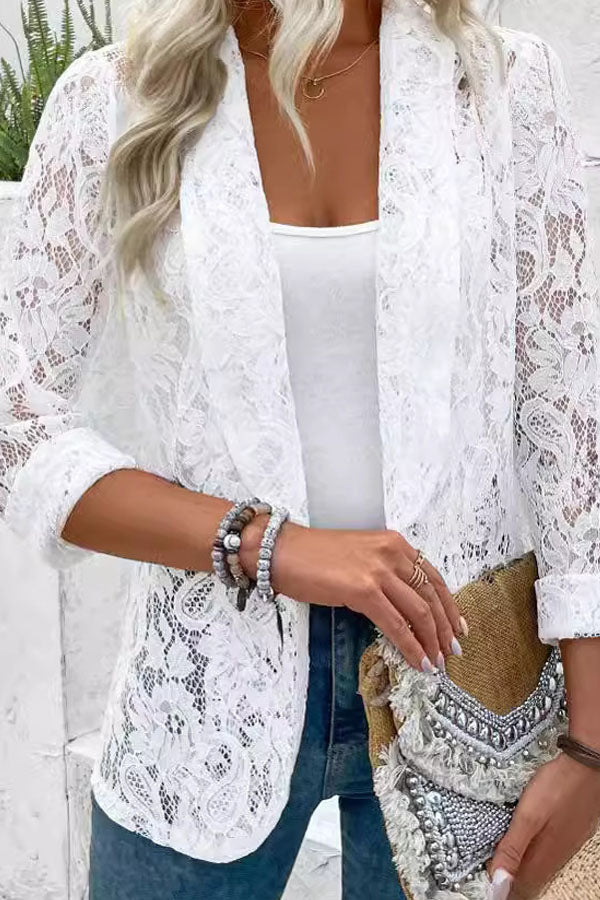 Solid Color Lace Blouse Jacket