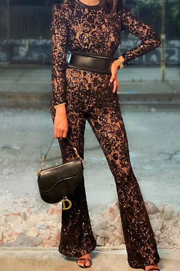 Socialite Style Composite Lace Elegant Slim-Fit Jumpsuit
