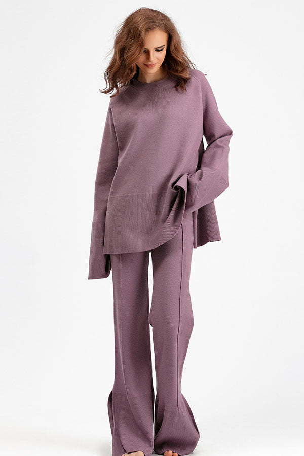 High-waisted wide-legged pants set