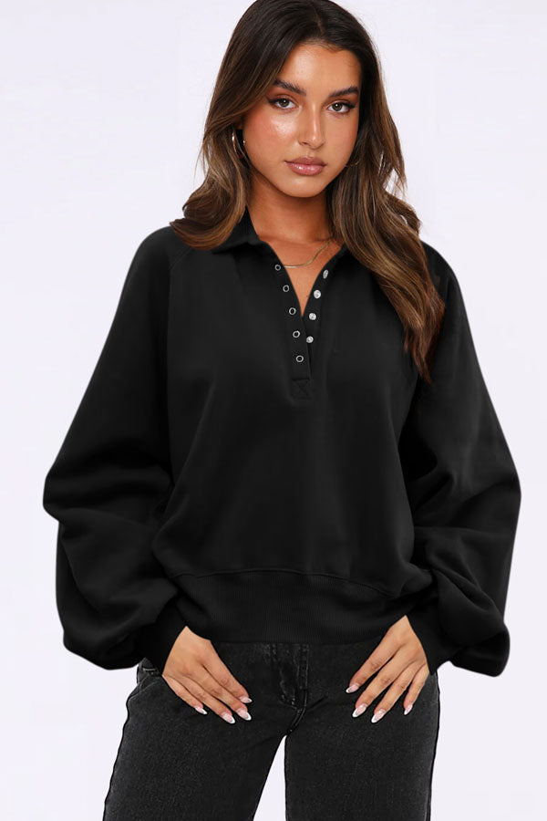 Loose-fitting V-neck sweatshirt