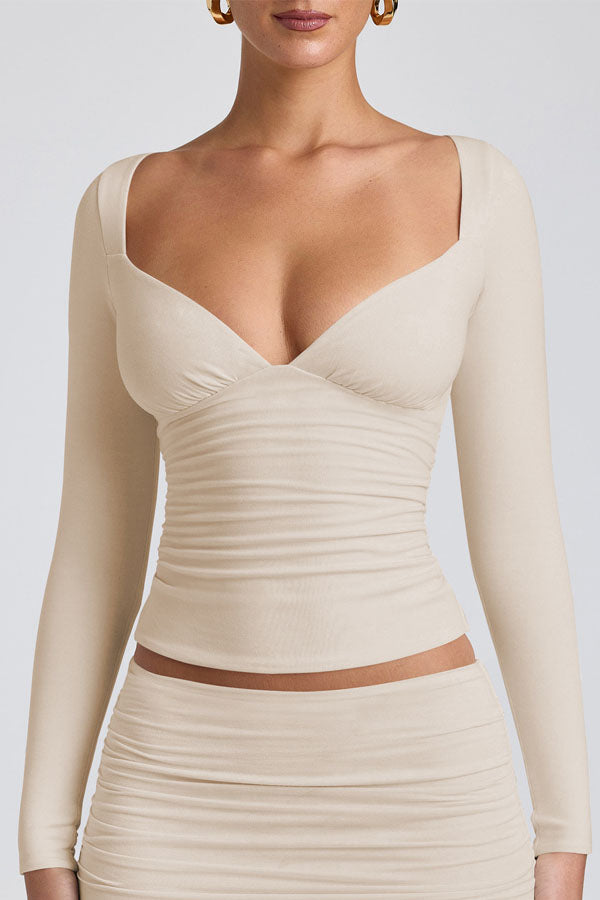 Sexy V-Neck Long Sleeve Slimming Top