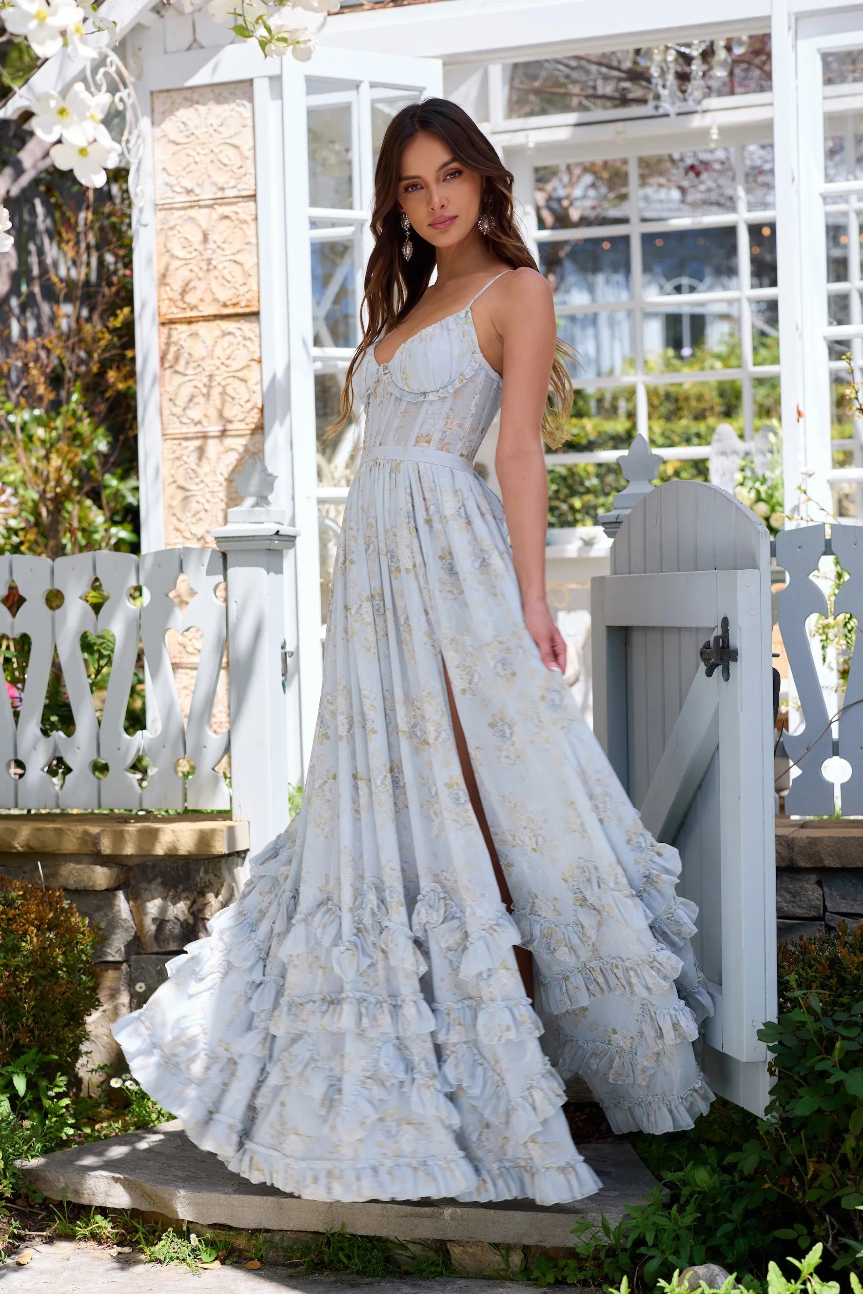 Victorian Roses Corset Gown | Chiffon & Lace | Back Bow