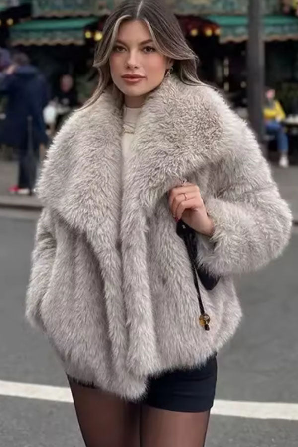 Fall and Winter Puffy Fur Coat