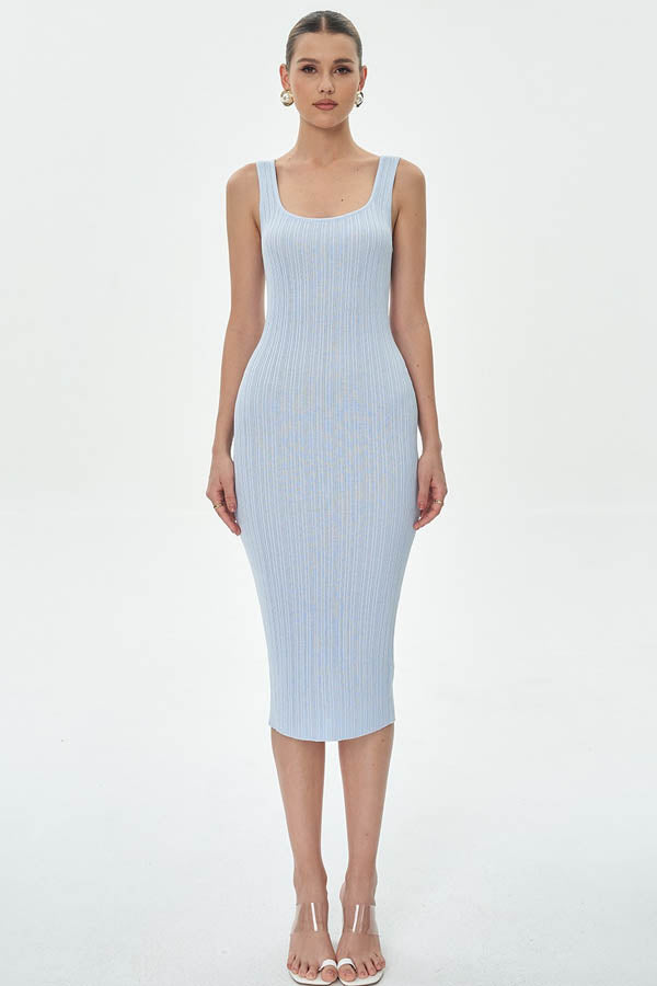 Ribbed mid-length knit dress