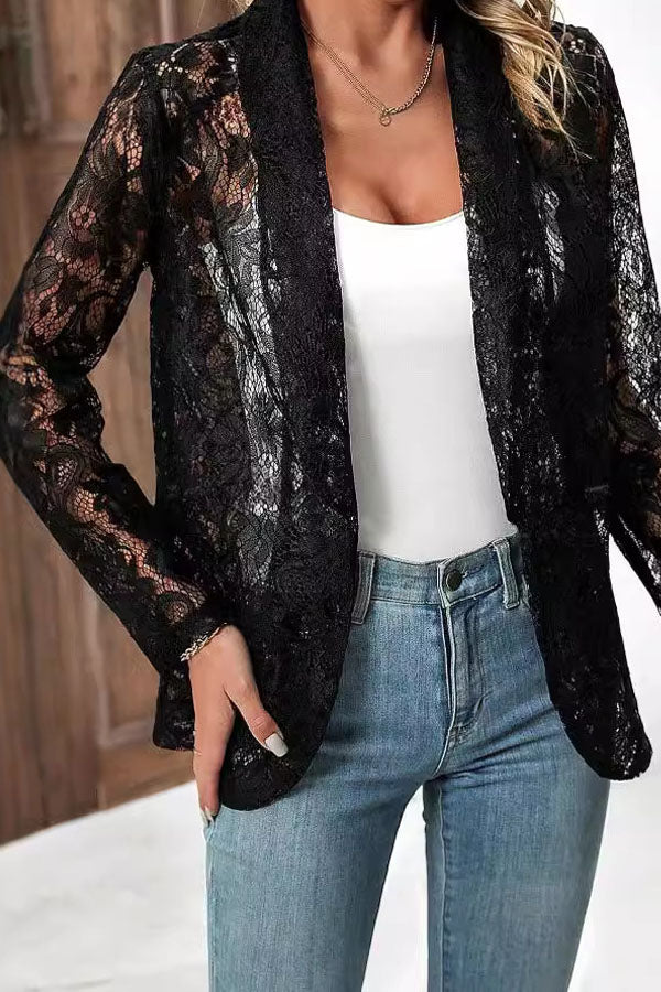 Solid Color Lace Blouse Jacket