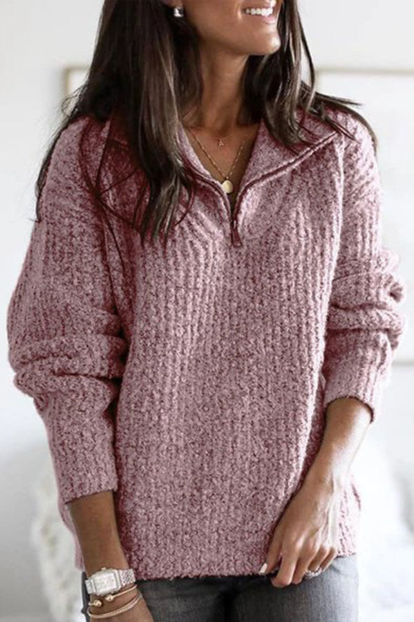 Autumn and winter zipper pullover long sleeve sweater