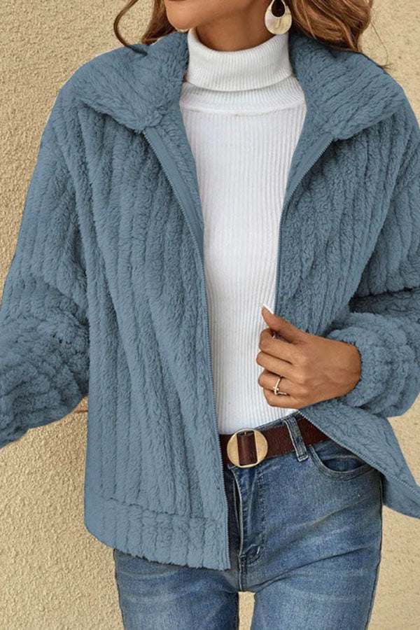 Women's Cozy Plush Lapel Teddy Bear Jacket