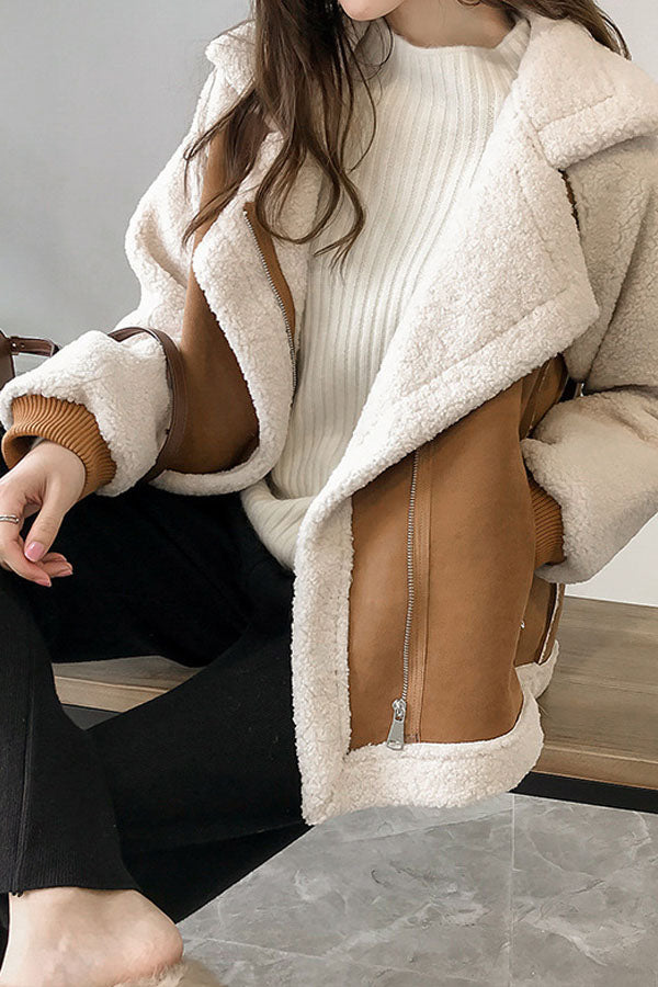 Women's Lapel Leather Suede Jacket