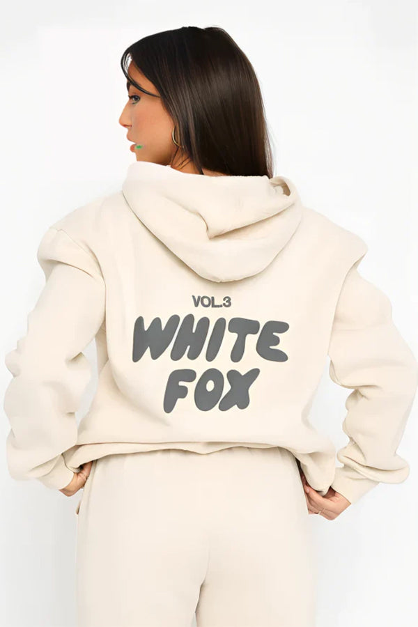 Printed Wool Font Loose Hooded Sweatshirt