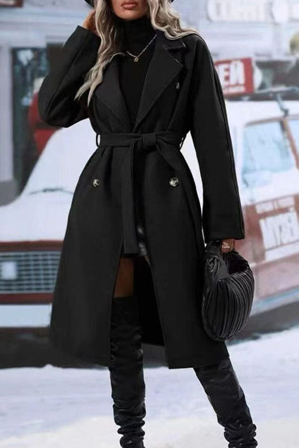 Winter Lace Up Solid Color Coat