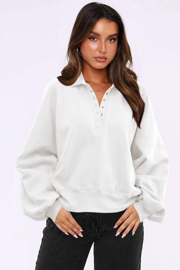 Loose-fitting V-neck sweatshirt