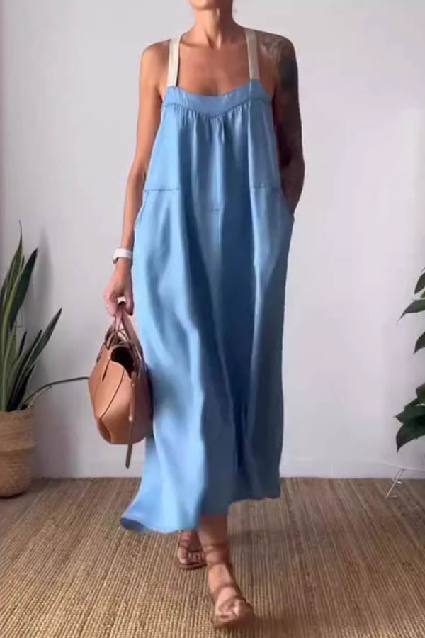 Beach Ethnic Colorblock Halter Dress