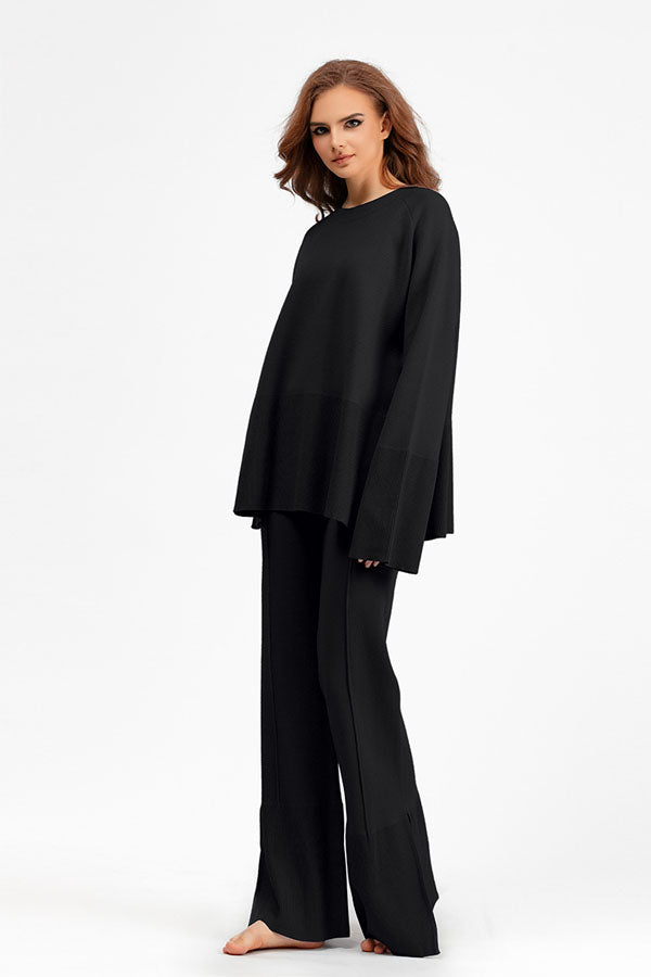 High-waisted wide-legged pants set