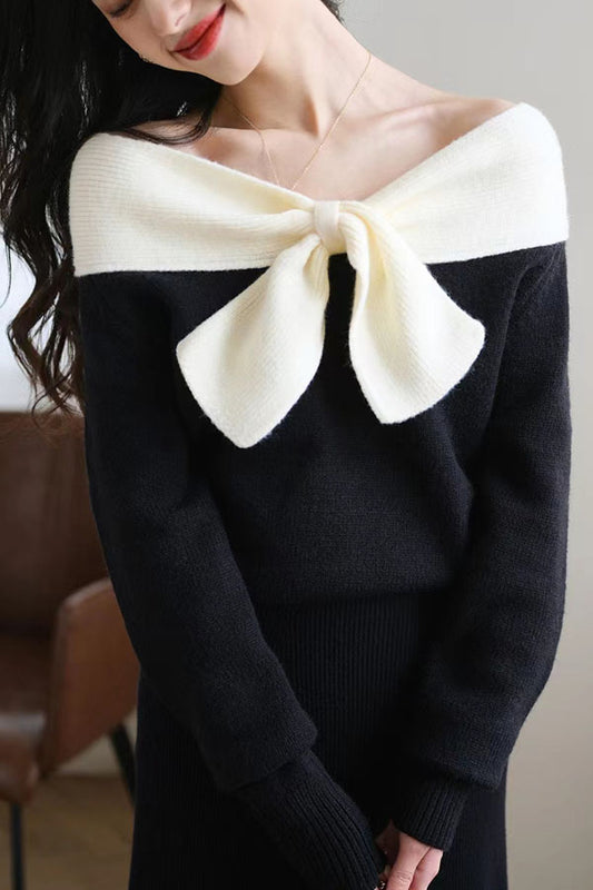 Off-shoulder bow top