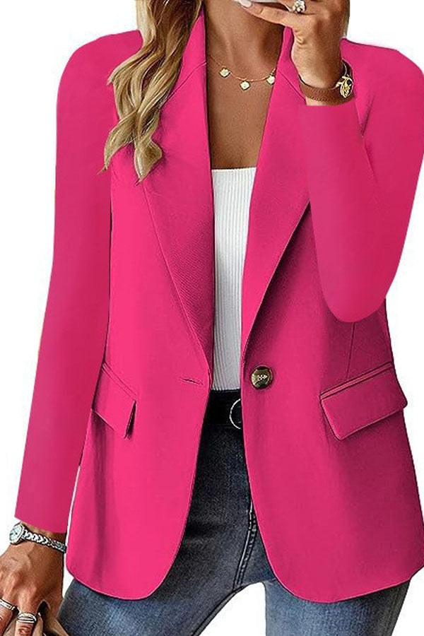 Long Sleeve Solid Color Cardigan Small Suit Jacket Women