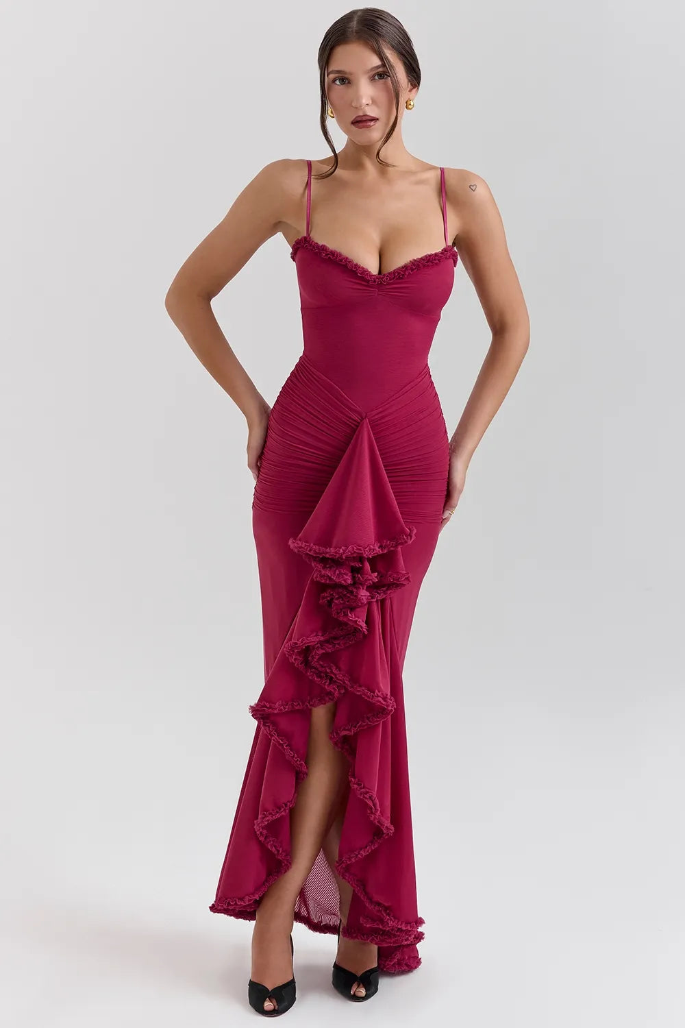 Statement Ruffle Front Gown