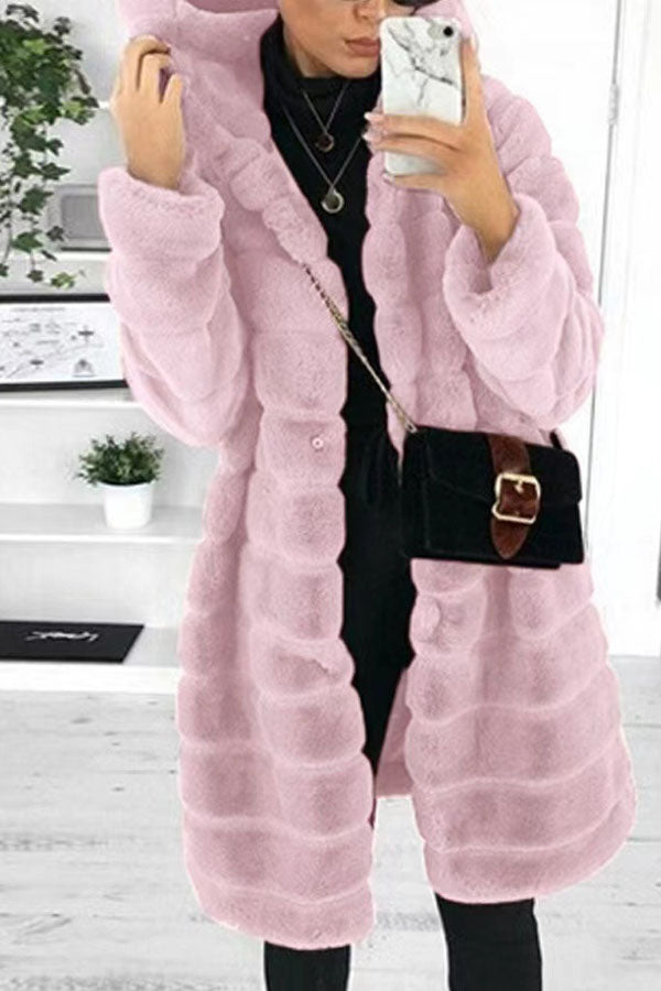 Rabbit Fur Padded Thickened Faux Mink Coat