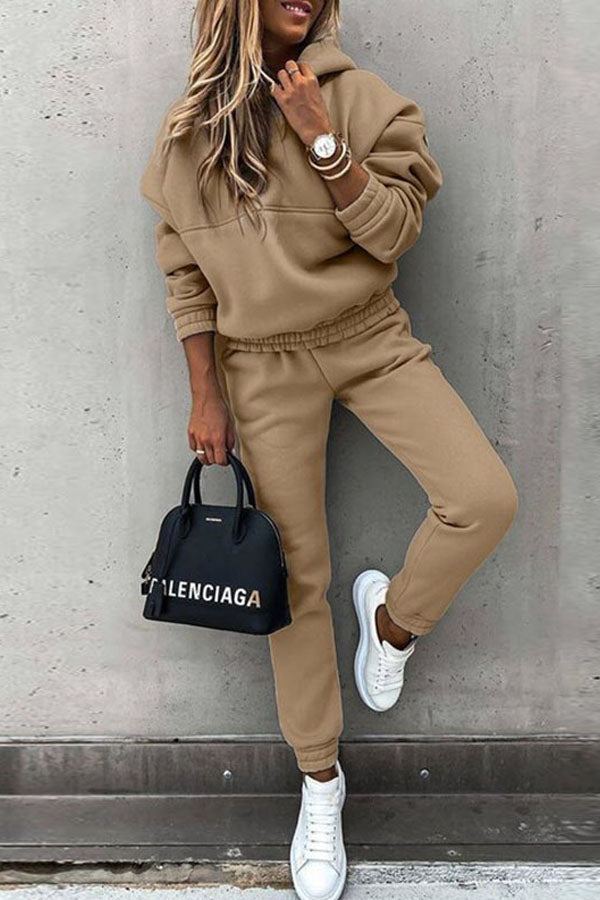 Casual Hooded Sweatshirt Set