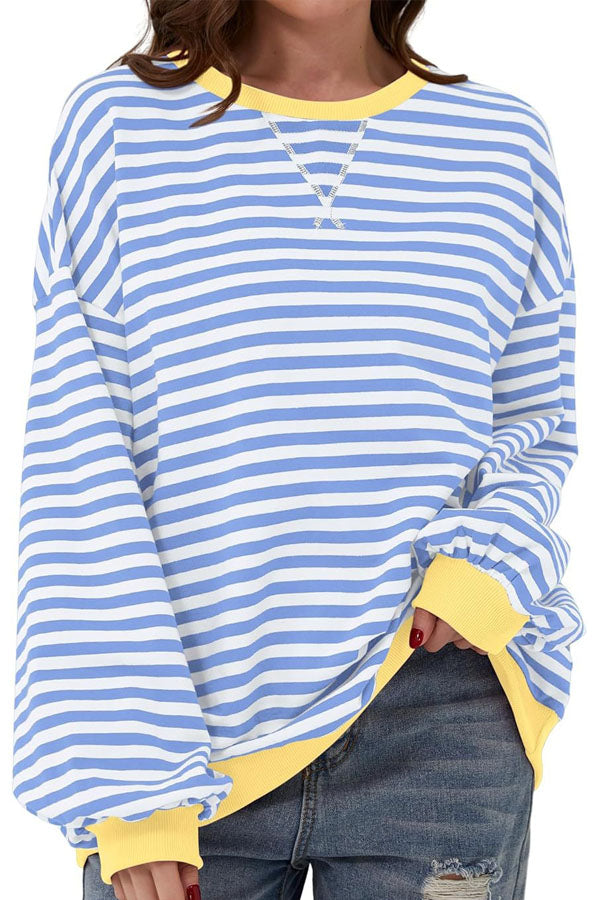 Loose casual striped sweater women