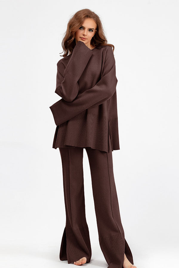 High-waisted wide-legged pants set