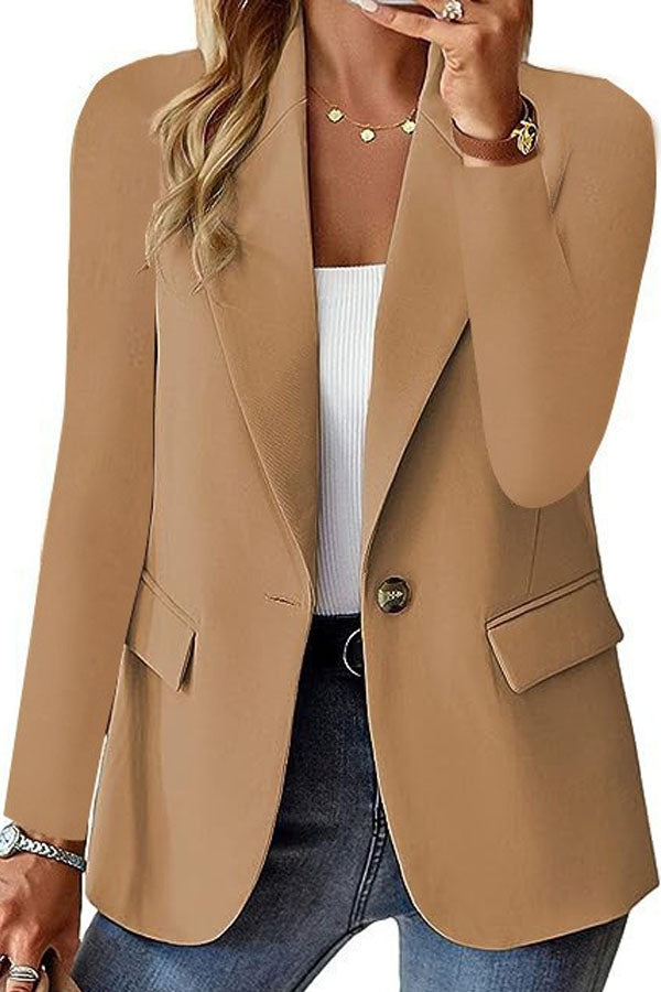 Long Sleeve Solid Color Cardigan Small Suit Jacket Women