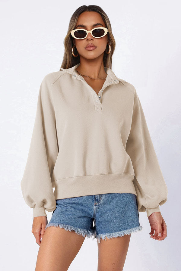 Loose-fitting V-neck sweatshirt