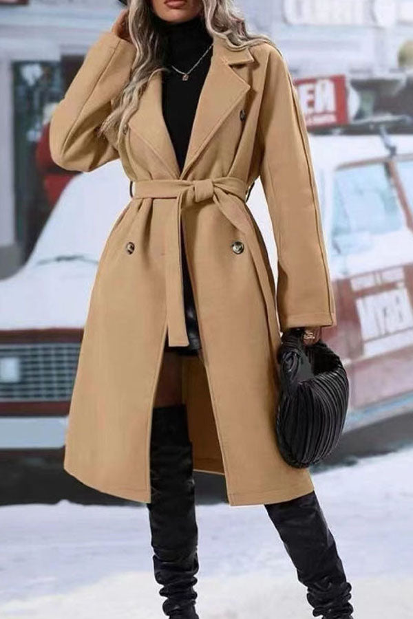 Winter Lace Up Solid Color Coat