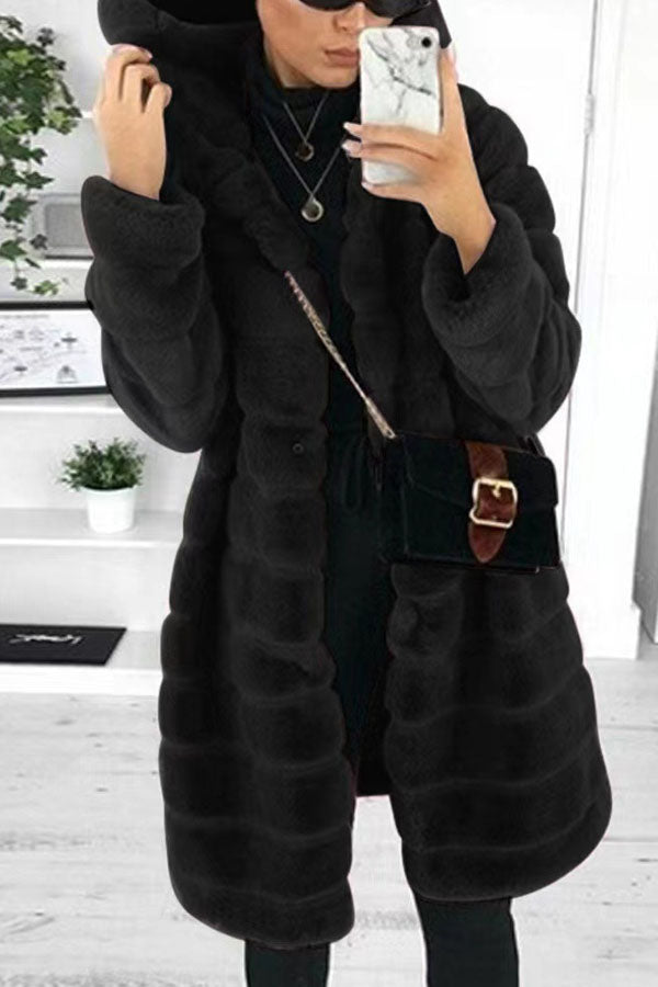 Rabbit Fur Padded Thickened Faux Mink Coat