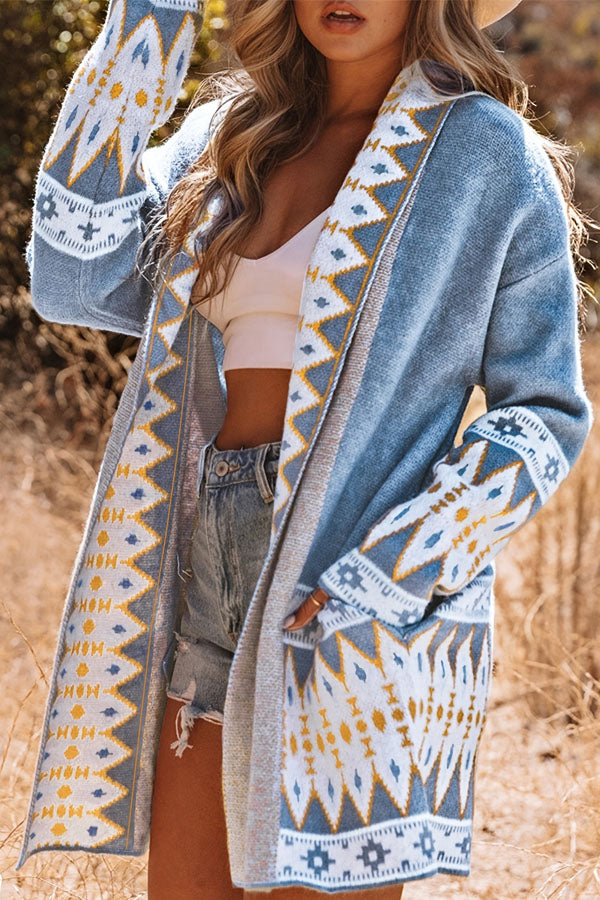 Bohemian Knit Printing Sweaters Coats