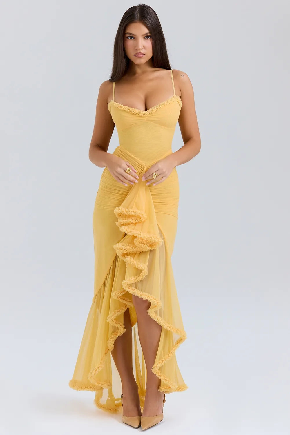 Statement Ruffle Front Gown