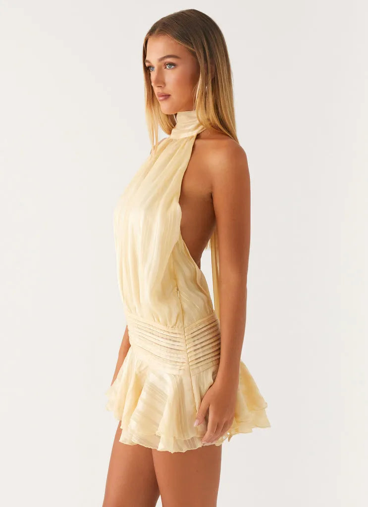 Willow Chiffon Mini Dress with Beaded Waist