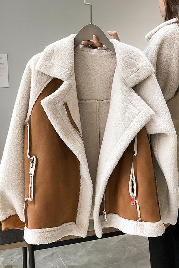 Women's Lapel Leather Suede Jacket