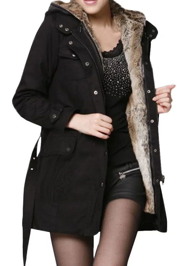 Winter Thicken Fur Lining Warm Parka Coat