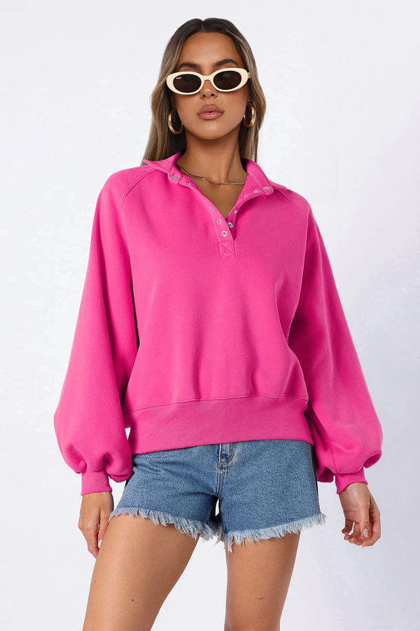 Loose-fitting V-neck sweatshirt