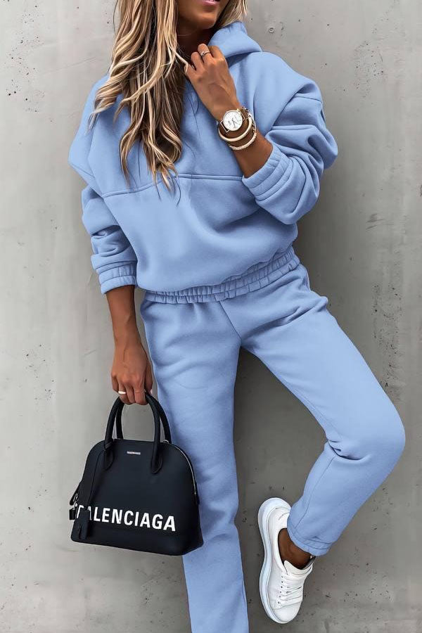 Casual Hooded Sweatshirt Set