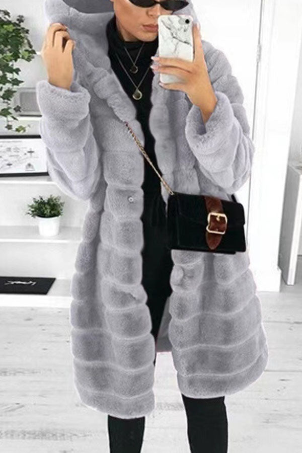 Rabbit Fur Padded Thickened Faux Mink Coat