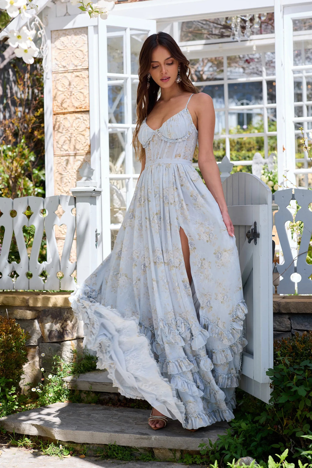 Victorian Roses Corset Gown | Chiffon & Lace | Back Bow