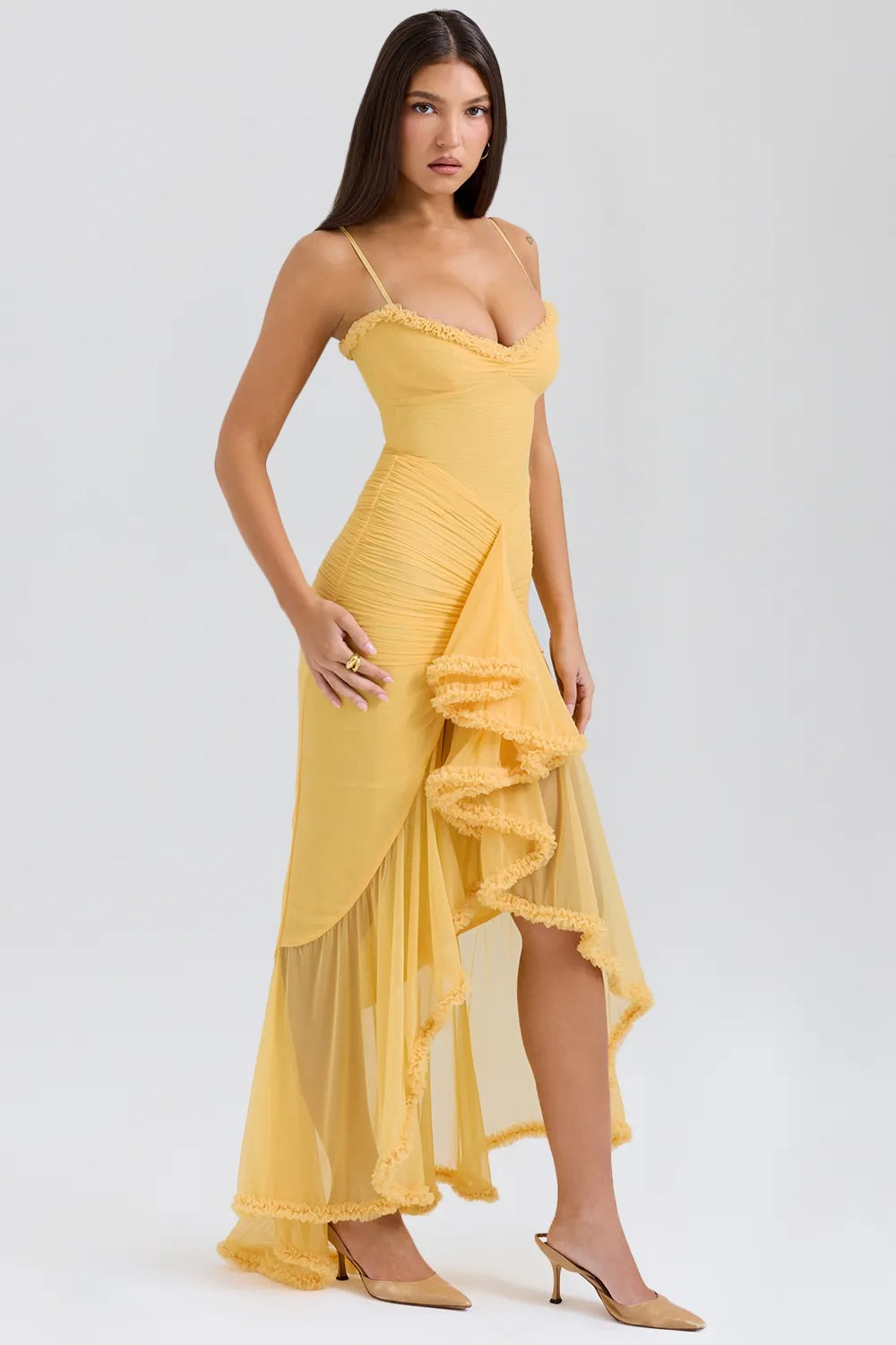 Statement Ruffle Front Gown