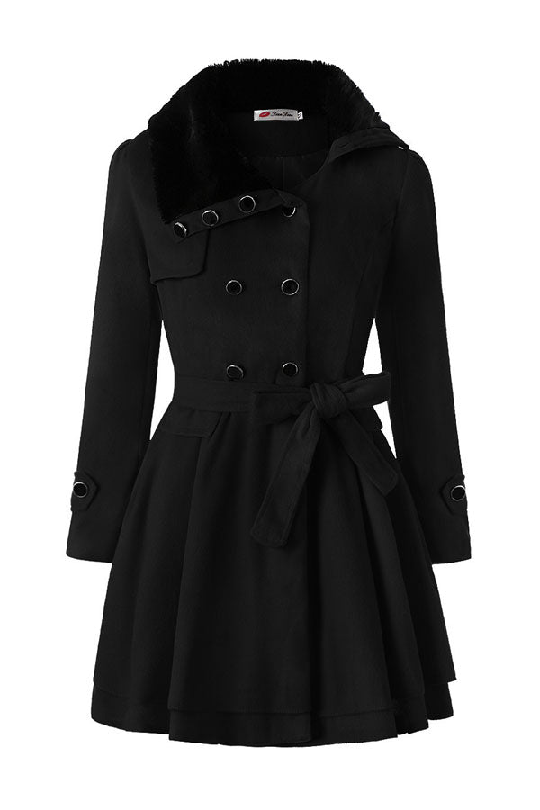 Slim fit long woolen coat double-breasted thick coat