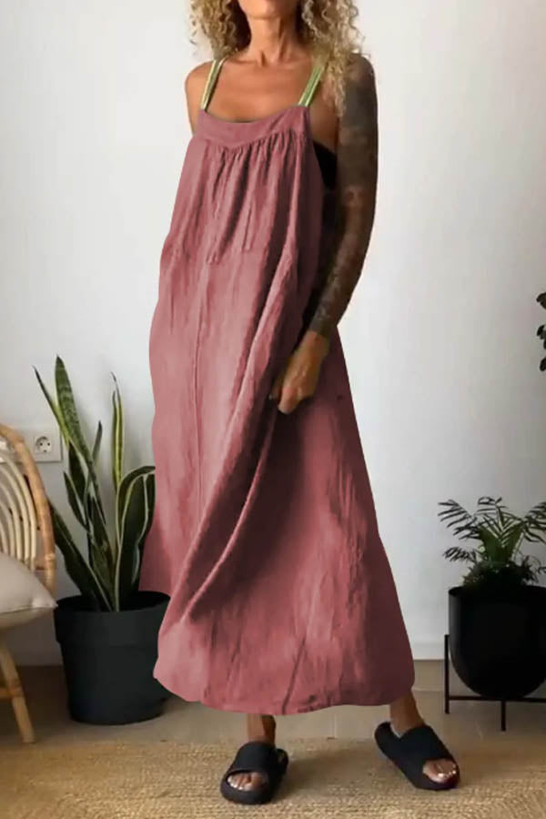 Beach Ethnic Colorblock Halter Dress