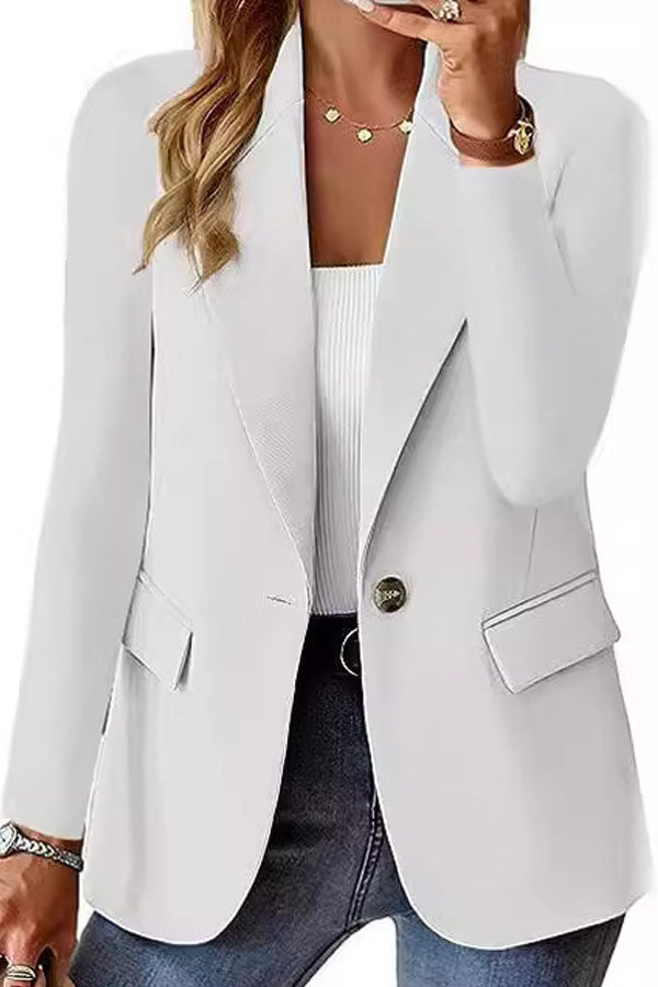 Long Sleeve Solid Color Cardigan Small Suit Jacket Women