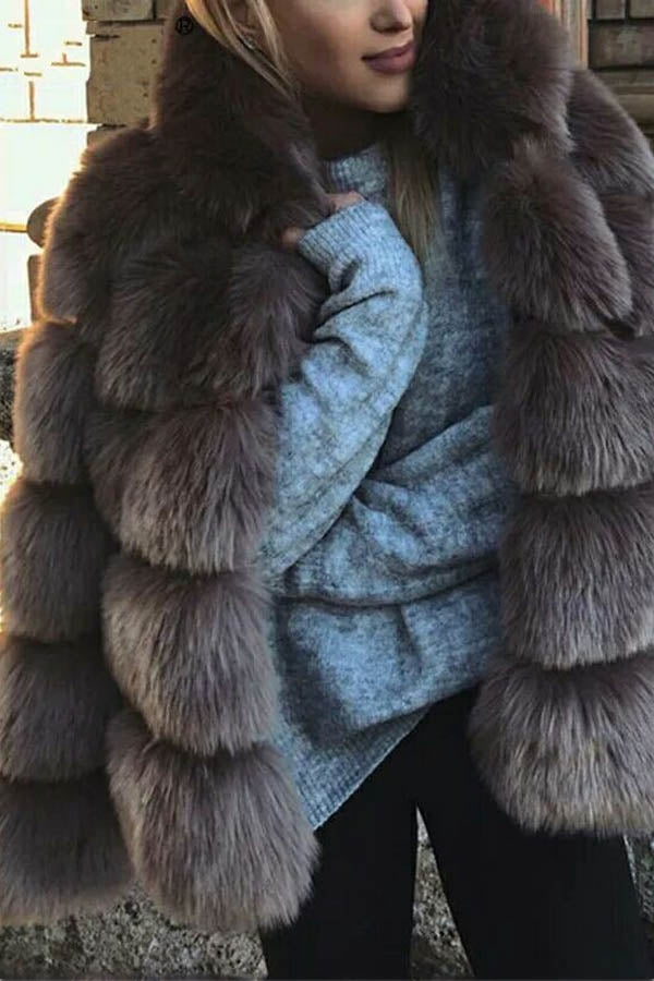 Women's Short Hooded Faux Fur Coat